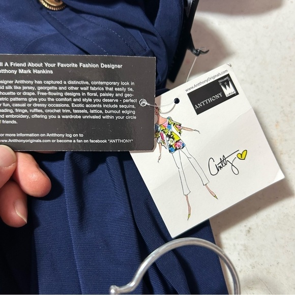 New ANTTHONY Gold Button Trim Military Jacket Women's Size 1X Navy Blue & Tank - Picture 6 of 7